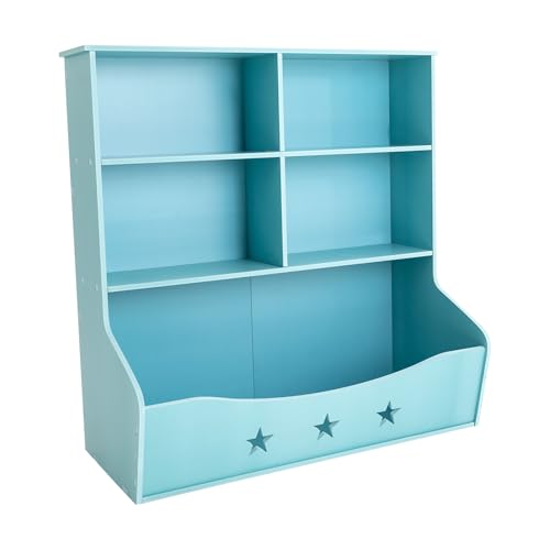 Kinder Bücherregal 3-Stöckiges Hellblaues Bücherregal mit Schutzhandschuhen & Abgerundeten Kanten, 79*36.5*82.5cm Kinderzimmerregal Kinderregal für Spielzeug Aufbewahrung in Kinderzimmer, Hellblau von SailorMoon