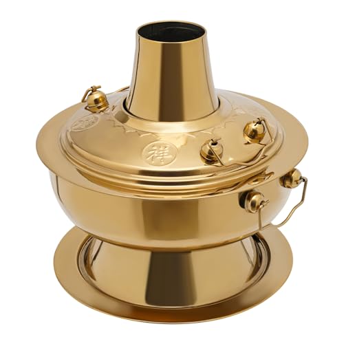 Mongolischer Hot Pot Klarer Suppen Hotpot und Chinesischer Holzkohle Heiztopf Sind Geeignet mit Schornstein Catering Küchenkochgeschirr Pot Topf Edelstahl Trennwand für Party Pot 2.3L von SailorMoon
