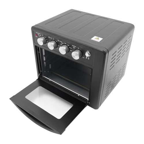 Tragbarer Mini-Ofen 13kg Multifunktionsbackofen 25L Großvolumiger Backofen mit Pizzapfanne, Backform & Luft-Bratkorb, 42*36*40cm Multifunktions-Ofen für Haushalte, Restaurants & Bäckereien, Schwarz von SailorMoon