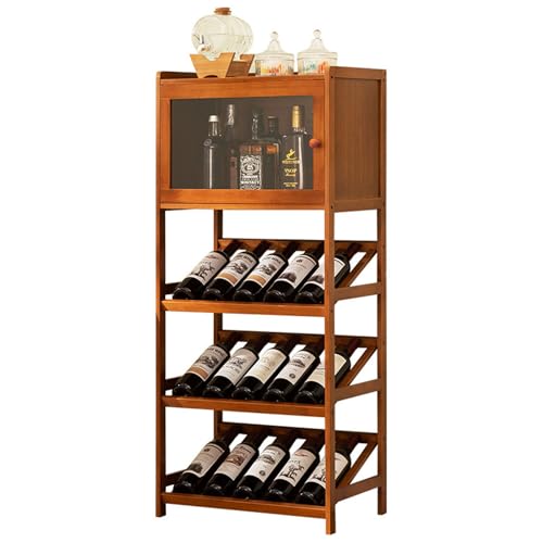 Saimly Weinschrank für 15 Flaschen, Weinregal Bambus mit Schließfach, Flaschenregal, Flaschenständer, Weinständer für Küche, Bar, 116 x 52 x 32 cm von Saimly