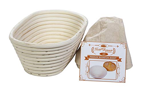 Saint Germain Bakery Premium-Brotkorb, rund, mit Einsatz – perfekter Brotform-Gärkorb für die Herstellung von schönem Brot (25,4 cm, oval) von Saint Germain Bakery