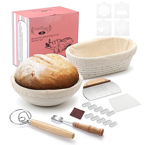 Saint Germain Bakery Premium runder Brotkorb mit Einsatz – Perfekter Brotform-Gärkorb für schöne Brote – ultimatives Brotbündel (22,9 cm rund / 25,4 cm oval ) von Saint Germain Bakery