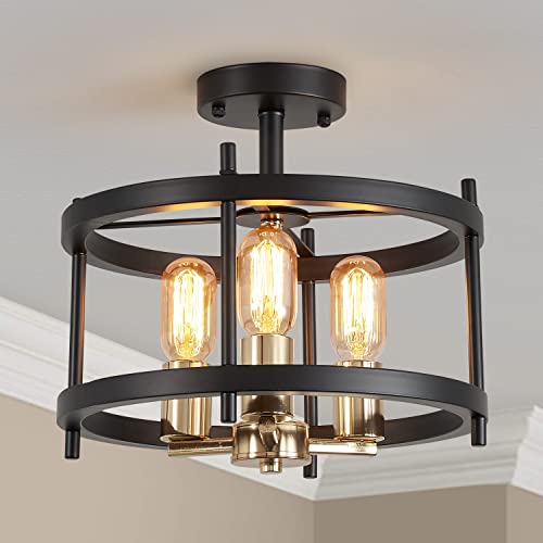 Saint Mossi Deckenlampe Schwarz, Kronleuchter Modern Gold, Deckenlampe Wohnzimmer E27 Sockel 3-Lichter Deckenleuchte von SM Saint Mossi