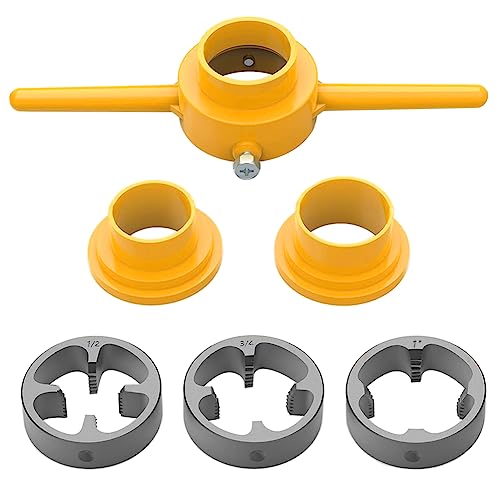 Saipe 6 Stück PVC-Gewindemacher Werkzeug Rohreinfädler Sanitär-Werkzeug-Kit Kunststoffrohr rundes Schneideisen-Set mit 3 Matrizen 1/2 Zoll, 3/4 Zoll und 1 Zoll NPT Stanzformen-Set Manuelles von Saipe