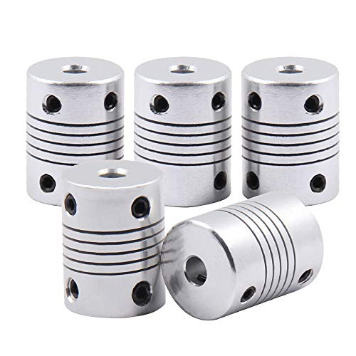 Getue Saiper Flexible Couplings 5mm to 5mm (5pcs) Aluminum Alloy Joint Connector Compatible with NEMA 17 Stepper Motors, RepRap 3D Printer or CNC Machine, 3D Printer Accessories von Saipor