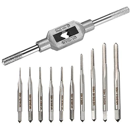 Saipor 10pcs Micro Taps Bit Small Hand Screw Thread Taps M1-M3.5 HSS Mini Metric Plug Tap Screw Tap Drill Tap Drill Bohrersets Tapping Tool with Adjustable Tap Wrench 1/16-1/4'' von Saipor