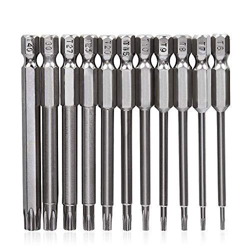 Saipor 11 Stück T6-T40 Torx Bits Schraubendreher Set Torx Schraubendreher Set Magnetische S2 Stahl 1/4 Zoll Sechskant Schaft Torx Schraubendreher Bits (75mm Lange) von Saipor