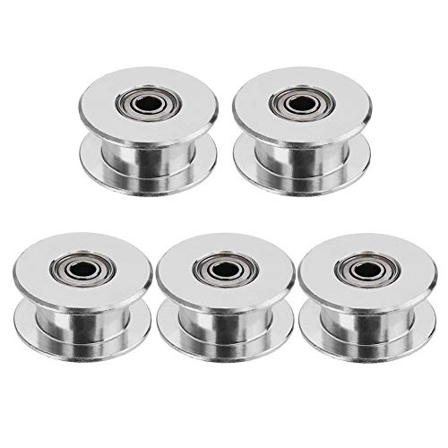 Saipor 5 Stück GT2 Zahnlose Riemenscheibe Glatte Art Riemenscheibe Rad Aluminium Zahnriemenscheibe GT2 idler pulley für 3D Drucker 6mm Breite Zahnriemen (16 Zähne 3mm Bohrung) von Saipor