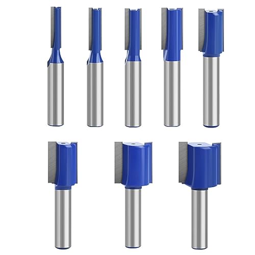 Saipor 8 Stück 8mm Professional Nutfräser Set Gerade Fräser Frässtift-Set Fräsfräser-Bits Holz Fräser Router Bit Holzfräser Fräser Holzbearbeitungswerkzeug Bit für Oberfräse Zubehör Oberfräsen von Saipor