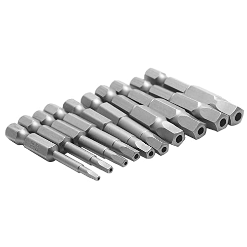 Saipor Magnetischer Fünfeckkopf-Schraubendreher-Bit-Set, metrische Größen, 1/4 Zoll Sechskantschaft, 5-seitige Sicherheit, 50 mm Länge für Bohrmaschinen und Schlagschrauber, 10 Stück von Saipor