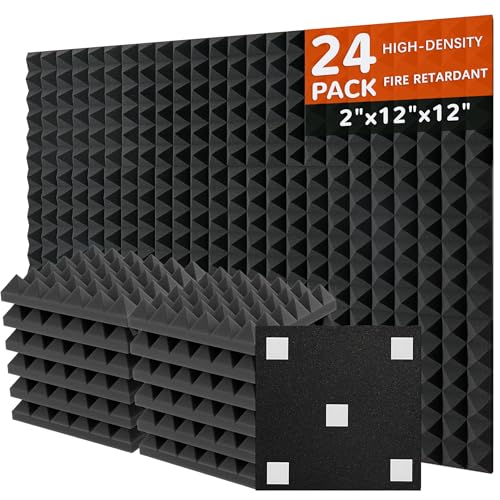 24 Stück Akustikschaumplatten, 2 x 30,5 x 30,5 cm, Saiqiang schalldichte Wandpaneele, Pyramidenschalldämmung, dämpfende Isolierung, geräuschreduzierend, schwarze Dämpfungsschäume 24 Stück Akustikschaumplatten, 2 x 30,5 x 30,5 cm, Saiqiang schalldichte Wandpaneele, Pyramidenschalldämmung, dämpfende Isolierung, geräuschreduzierend, schwarze Dämpfungsschäume von Saiqiang