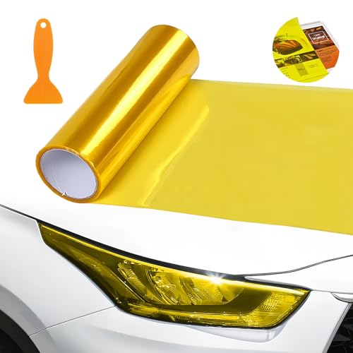 Scheibentönungsfolie Auto 120 * 30cm Scheinwerfer Folie Wasserdicht Auto Scheinwerfer Folie Tönungsfolie Nebelscheinwerfer Tint Film für Car Rear Lights Fog Lights Headlight Film (Gelb) von Saituo Home