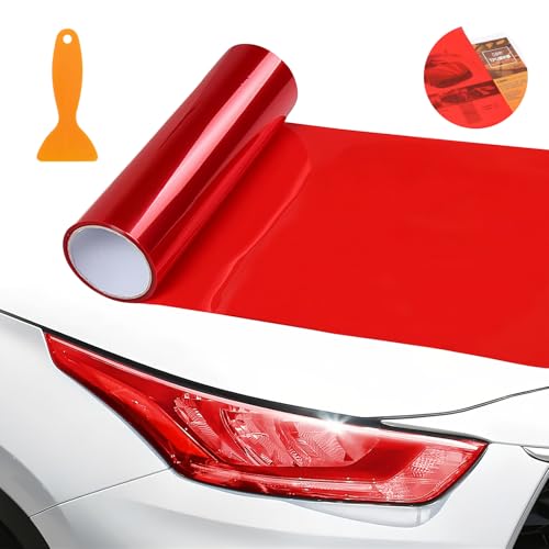 Scheibentönungsfolie Auto 120 * 30cm Scheinwerfer Folie Wasserdicht Auto Scheinwerfer Folie Tönungsfolie Nebelscheinwerfer Tint Film für Car Rear Lights Fog Lights Headlight Film (Rot) von Saituo Home