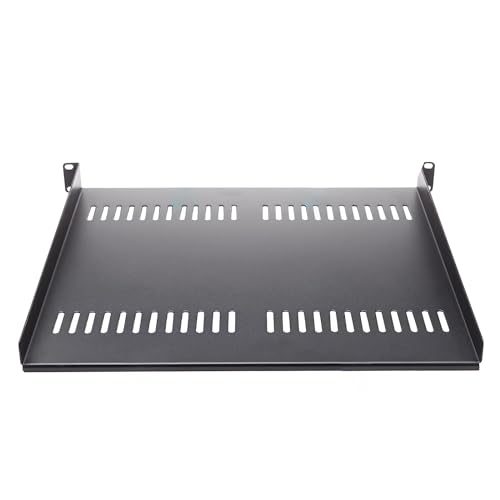 1U Server-Rack, belüftetes Tablett für 48,3 cm (19 Zoll) Schrank, Karbonstahl, 25,4 cm tief, universelles 1U-Regal, tiefes freitragendes Tablett von Saiyana