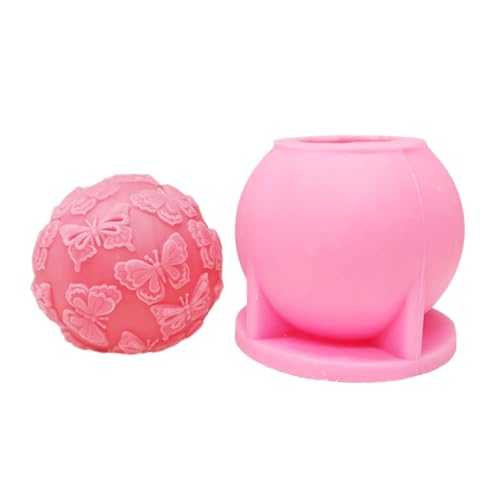 Saiyana Silikonformen,Schmetterling Runde Kerze Silikonform Schmetterling Schnitzmuster Kerzenform Schmetterling Zylindrische Harz Gipsformen(Ball 1) von Saiyana
