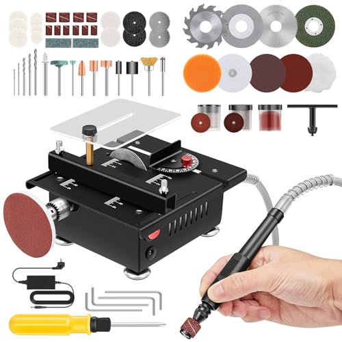 Saker Mini-Multifunktions-Tischsäge,Mini Tischsägen für das Handwerk,Tragbare MinisTisch-Elektro-Säge für das Schneiden von Holz,Geschwindigkeiten und Winkel einstellbar mit mehr Zubehör für das Schne von Saker