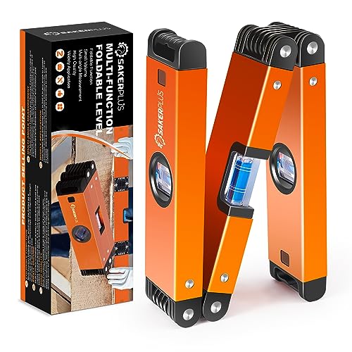 SakerPlus Multifunktionale 3 Abschnitte, faltbare Wasserwaage, genaue Multi-Winkel-Messung, Holzbearbeitungswerkzeuge, präzise magnetische Aluminiumlegierung, tragbare Nivellierung in jeder Position, von SakerPlus