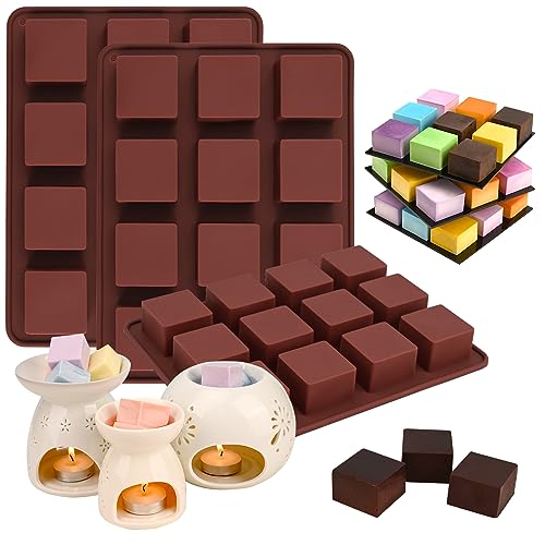 Silikon-Wachsformen, 3 Stück, 12 Mulden, quadratische Silikonform für Duftwachs, Schokoladentrüffel, Süßigkeiten, Gelee, Eiswürfelform von Sakolla