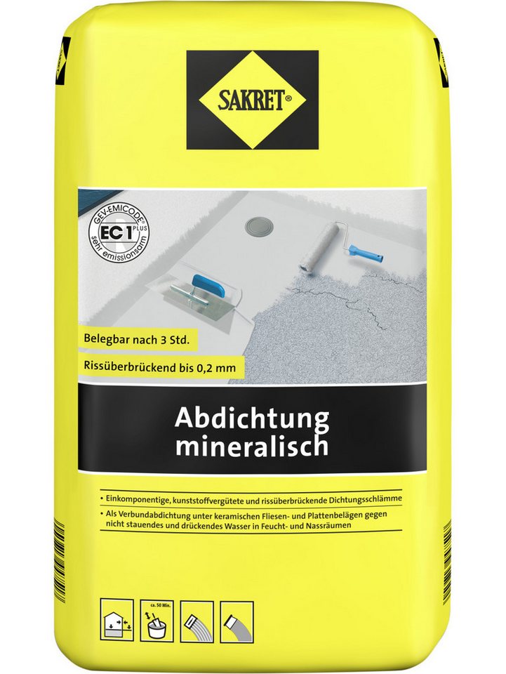 Sakret Bodenfliese SAKRET Abdichtung mineralisch 10 kg, Kunststoff, Grau von Sakret