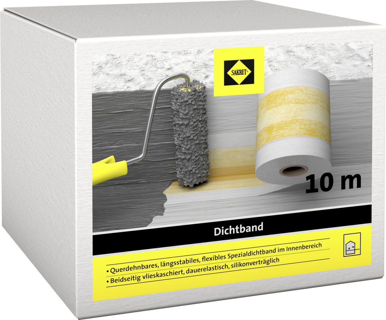 Sakret Bodenfliese SAKRET Dichtband 10 m Rolle weiß-gelb, ABS, Gelb von Sakret