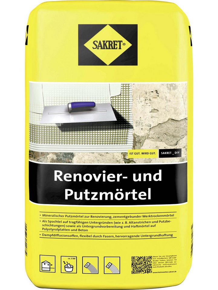 Sakret Estrich SAKRET Renovier- und Putzmörtel 10 kg Sack weiß von Sakret
