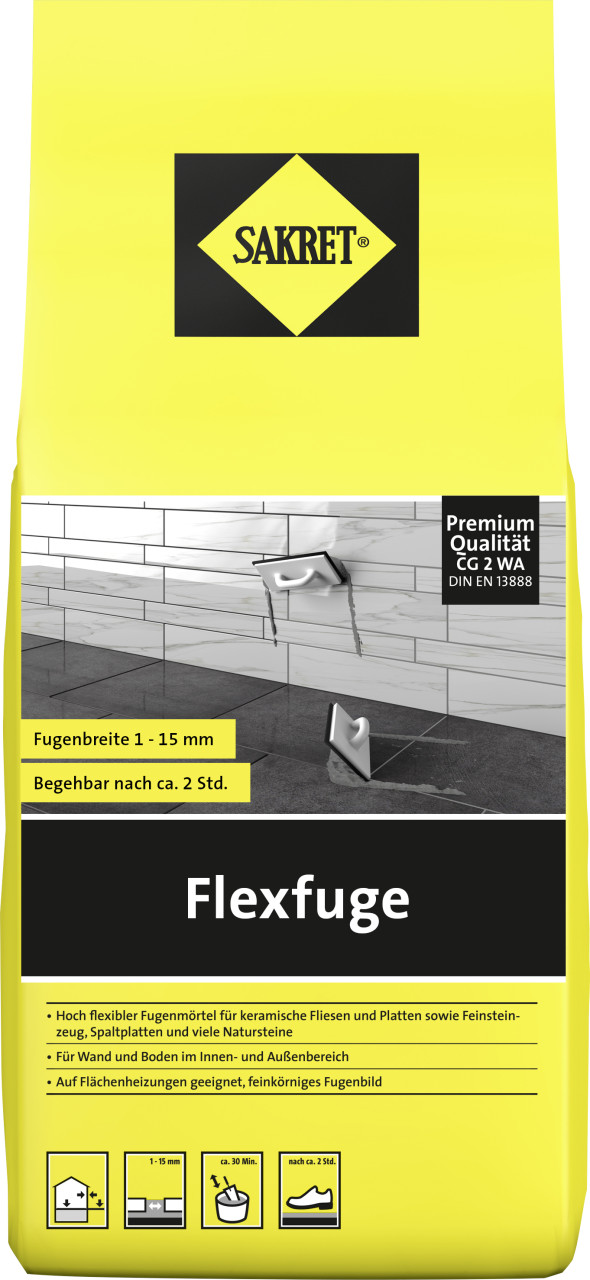 Sakret Flexfuge 1 - 15 mm silbergrau 1 kg von Sakret