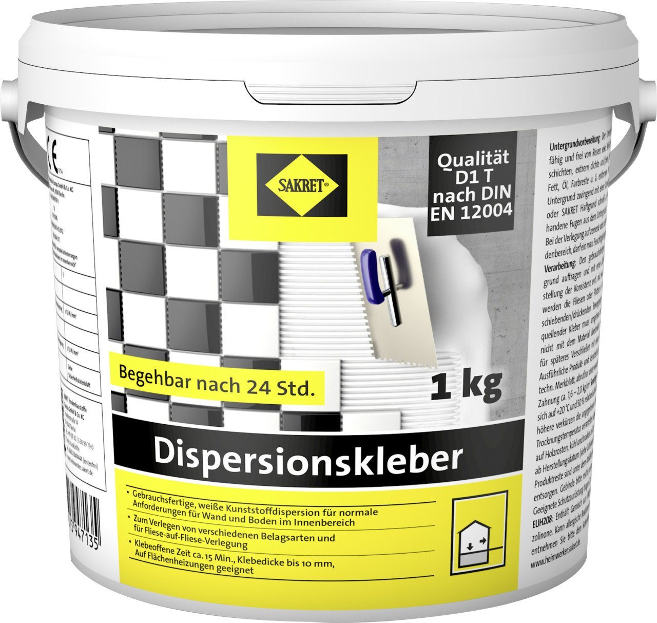 Sakret Fliesenaufkleber Sakret Fliesenkleber Dispersionskleber 1 kg von Sakret