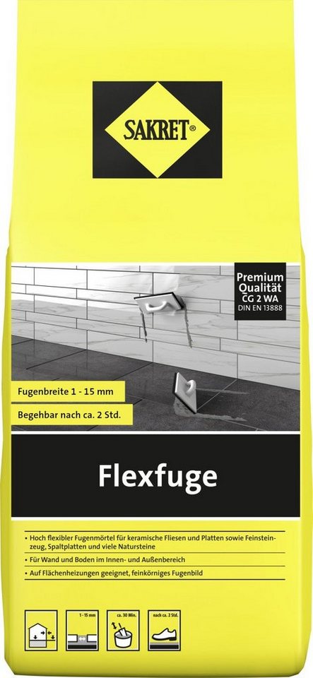 Sakret Fugenmörtel Sakret Flexfuge 1 - 15 mm bahamabeige 5 kg von Sakret