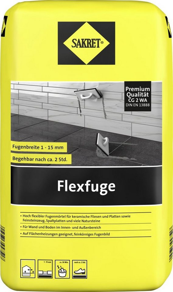 Sakret Fugenmörtel Sakret Flexfuge 1 - 15 mm dunkelgrau 15 kg von Sakret
