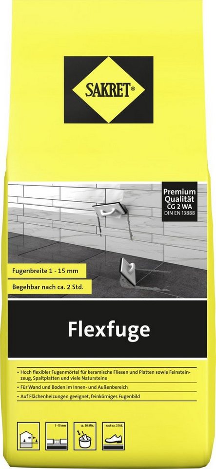 Sakret Fugenmörtel Sakret Flexfuge 1 - 15 mm pergamon 5 kg von Sakret