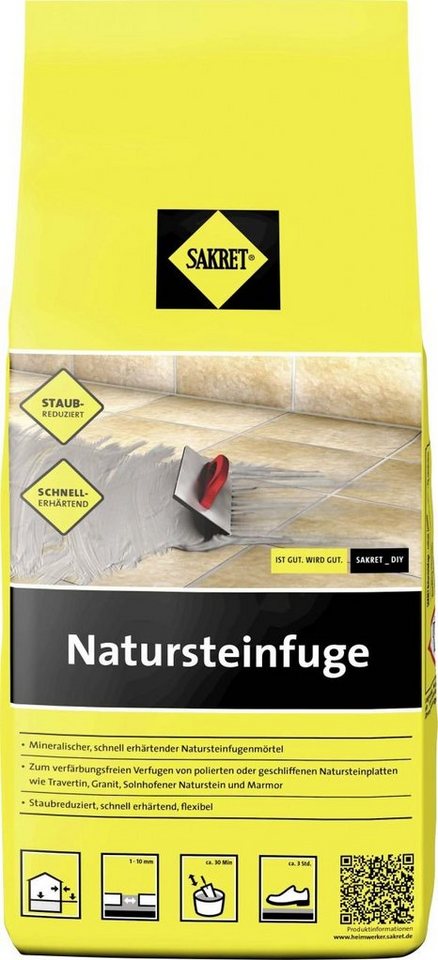 Sakret Fugenmörtel Sakret Natursteinfuge 1 - 10 mm dunkelgrau 5 kg von Sakret