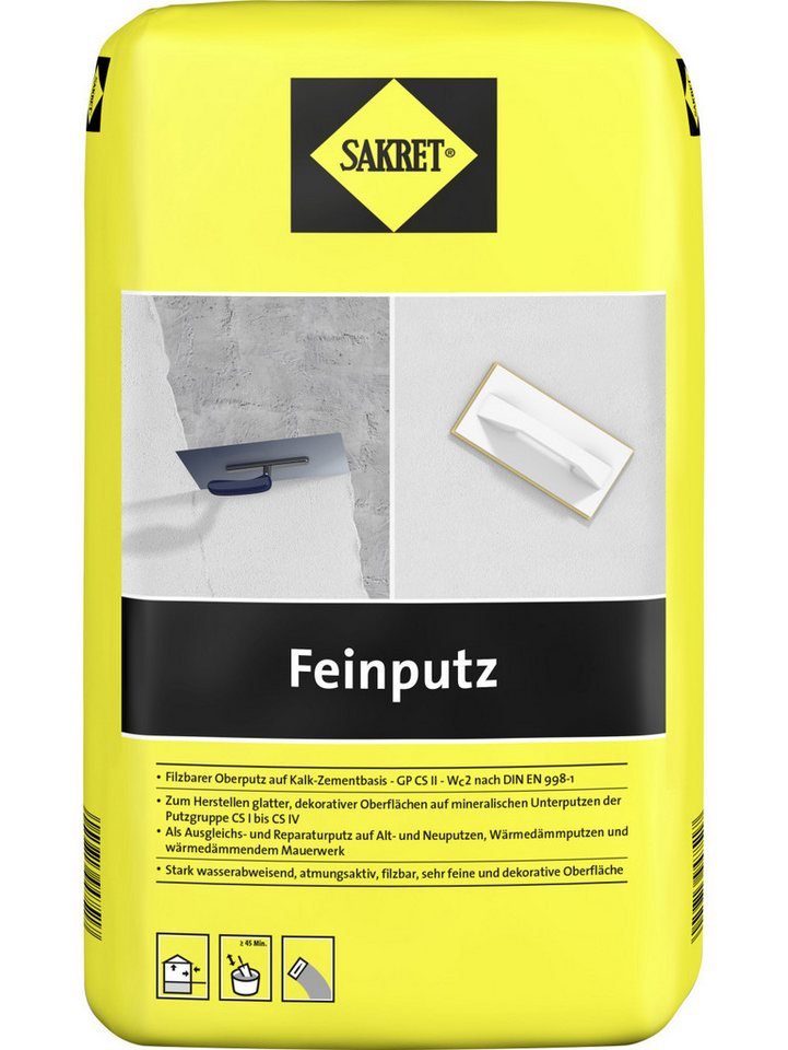 Sakret Gips-Kalk-Putz SAKRET Feinputz 10 kg Sack Naturweiß von Sakret