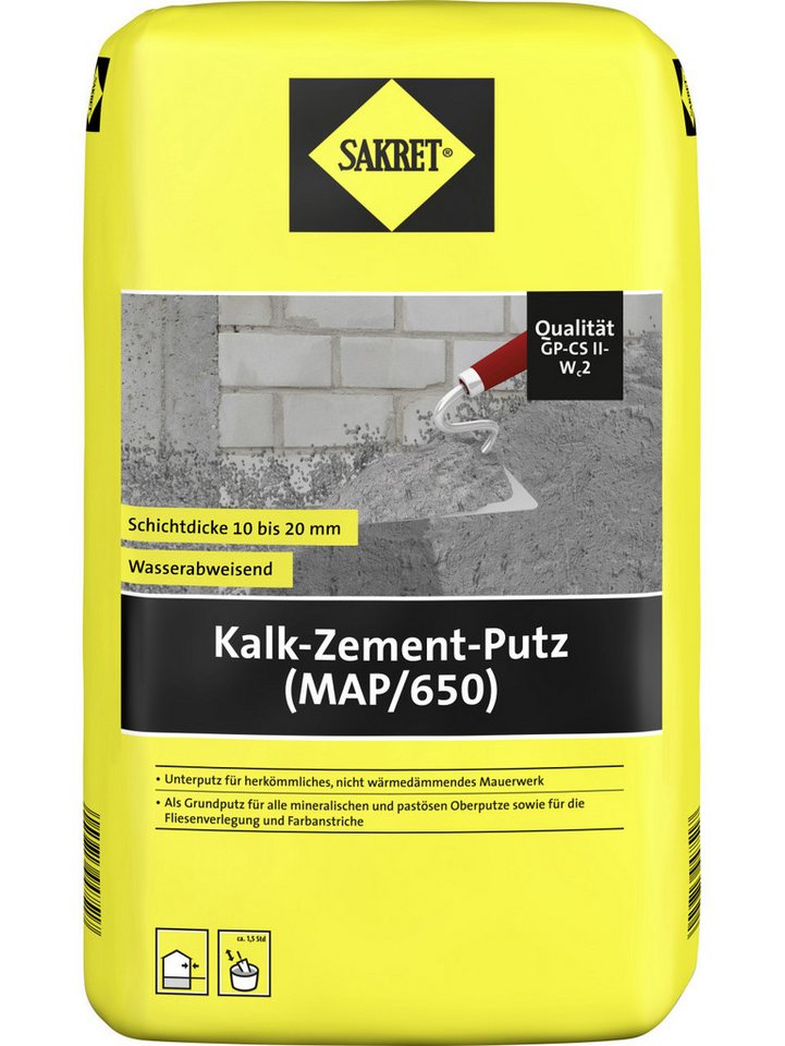 Sakret Gips-Kalk-Putz SAKRET Kalk-Zement-Putz (MAP/650) 10 kg Sack von Sakret