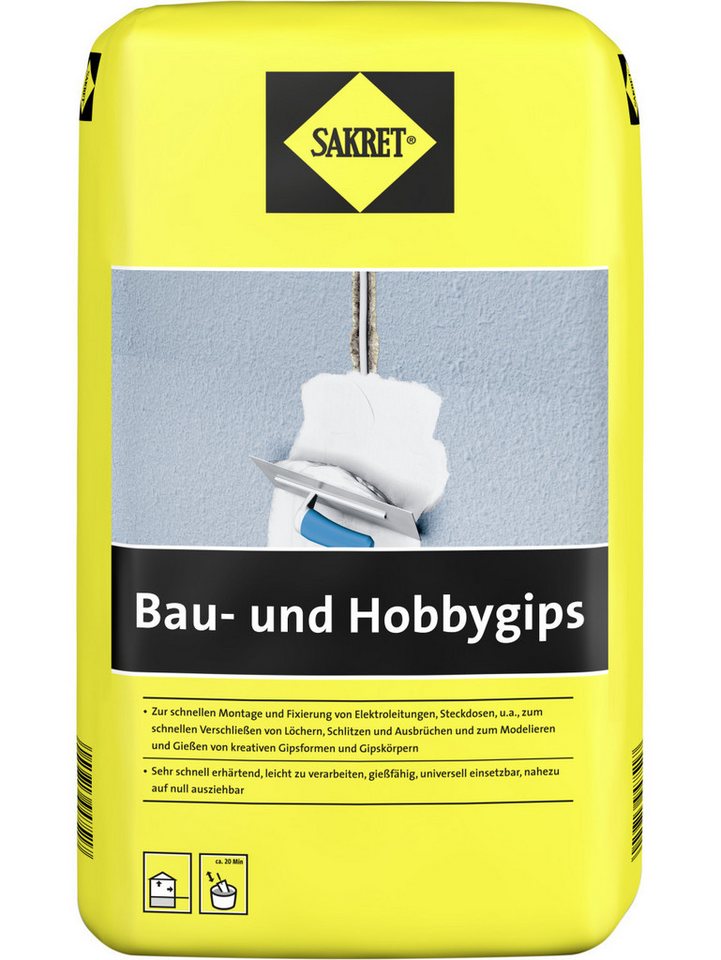 Sakret Gipsputz SAKRET Bau- und Hobbygips 10 kg Sack weiß von Sakret