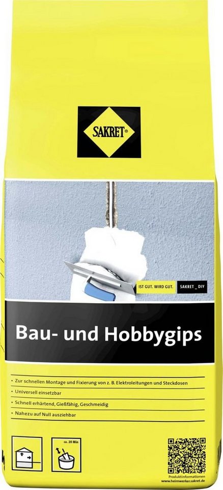 Sakret Gipsputz Sakret Bau- und Hobbygips 5 kg Beutel weiß von Sakret