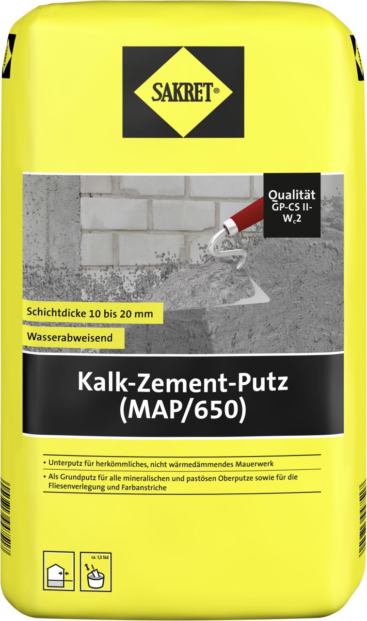 Sakret Kalk-Zement-Putz (MAP/650) 25 kg Sack grau 1,0 mm von Sakret