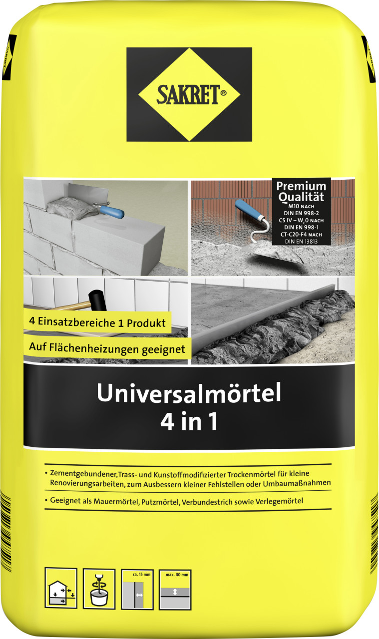 Sakret Universalmörtel 4in1 25 kg Sack grau-beige von Sakret