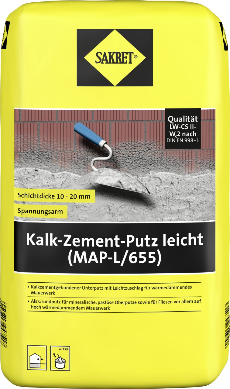 Sakret Kalk-Zement-Putz leicht (MAP-L/655) 25 kg Sack von Sakret