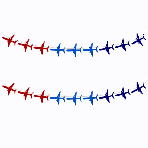SaktopDeco 2 Stück Flugzeug-Girlande, Filz, Flugzeug, Banner, Flugzeug, Luftfahrt-Thema, Geburtstagsparty-Dekorationen, Zubehör von SaktopDeco