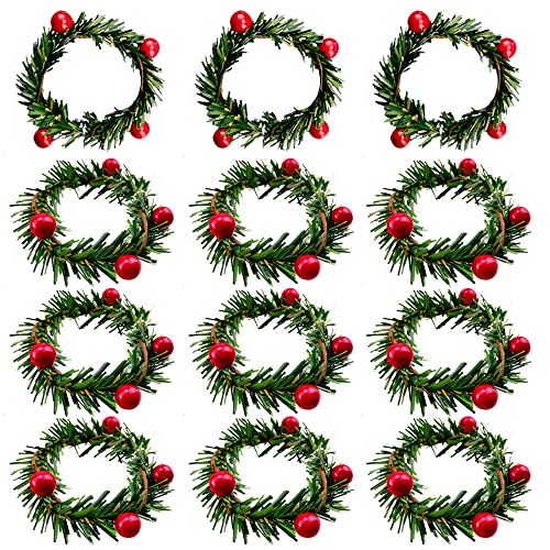Saktopdeco Weihnachten Serviettenringe Weihnachten Serviettenhalter Stechpalme Beere Kerzenkranz für Bankett Tischdekorationen 12er Set Saktopdeco Weihnachten Serviettenringe Weihnachten Serviettenhalter Stechpalme Beere Kerzenkranz für Bankett Tischdekorationen 12er Set von SaktopDeco