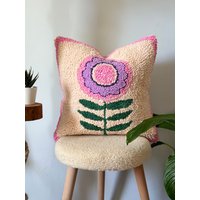 Blumen Samt Kissenbezug, Getuftetes Dekokissen, Housewarming Geschenk, Blumenkissen von SakuraPunchDesign