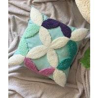 Boho Tufted Kissenbezug Handgemachtes Dekokissen, 16x16 von SakuraPunchDesign