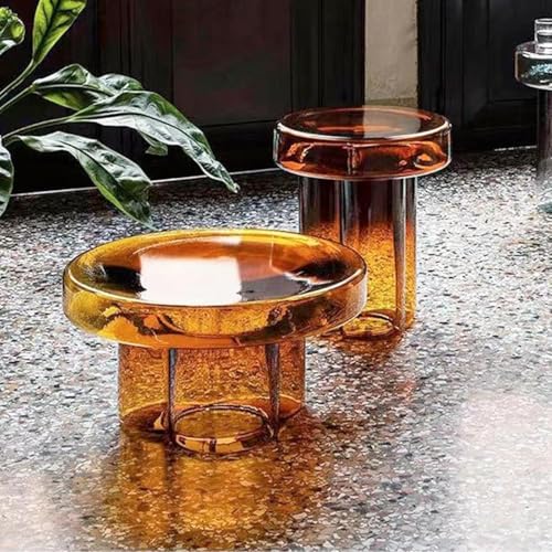 Couchtisch aus Glas mit Sockel, moderner Abstrakter Beistelltisch aus der Mitte des Jahrhunderts für den Balkon eines Bürohotels(Color:C,Size:21.65"x12.6") von Salagt