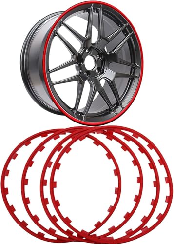 Salagt Auto-Fahrzeug-Felgen für Abarth, vierteiliger Schutzring,Felgenschützer aus Aluminium(Color:Red,Size:18in) von Salagt