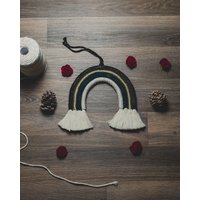 Regenbogen Makramee/Wandbehang Wanddeko Metallic Look Schwarz-Blau-Gold von SalazarCraftsDE