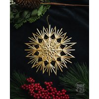 strohstern Lilian, Versch. Farben - Großer in Natur, Garn Gold-Gelb von SalazarCraftsDE