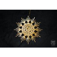 strohstern Malia - Großer in Natur, Garn Gold-Gelb von SalazarCraftsDE