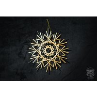 strohstern Malia - Großer in Natur/Schwarz, Garn Gold/Gelb von SalazarCraftsDE