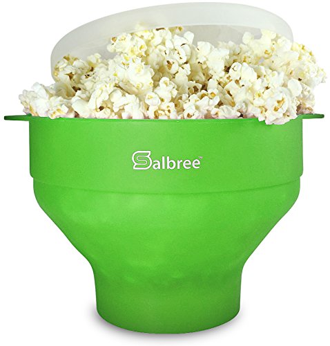 Original Salbree Mikrowellen-Popcorn-Drucker, Silikon-Popcorn-Maschine, faltbare Schale, BPA-frei, 15 Farben erhältlich (grün) von Salbree