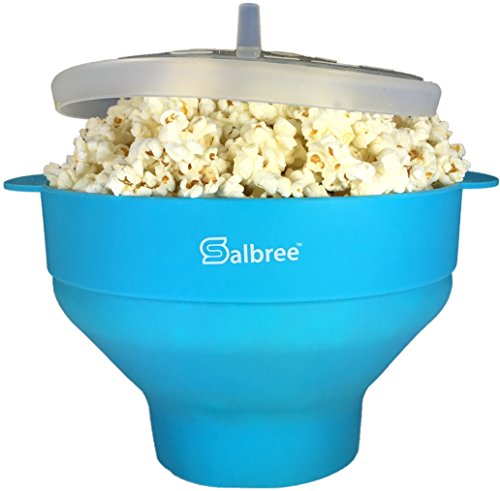 Original Salbree Popcorn-Maker für Mikrowelle, Silikon, zusammenklappbar, BPA-frei, in 15 Farben erhältlich (Türkis) von Salbree